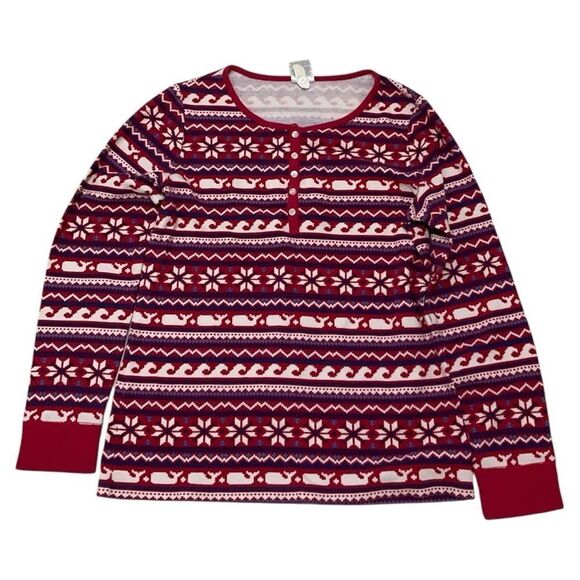 Vineyard Vines Holiday Thermal Henley Top size M - Picture 1 of 4